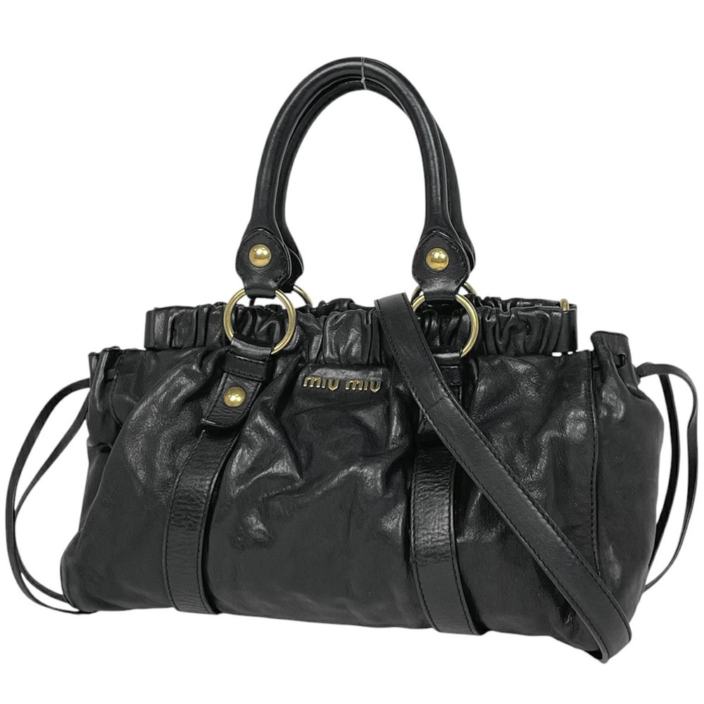 Miu Miu 2way Shoulder Bag Leather Black